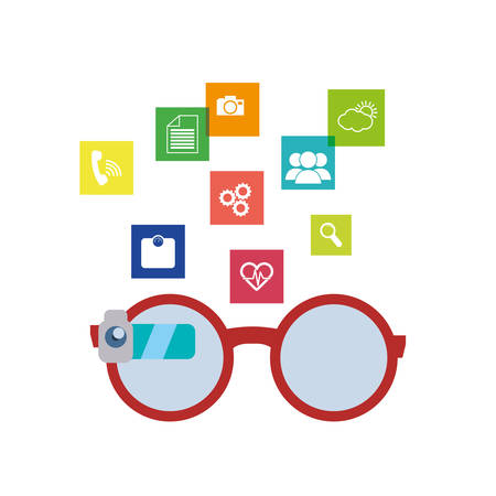 smart glasses tech with applications menu vector illustration designのイラスト素材