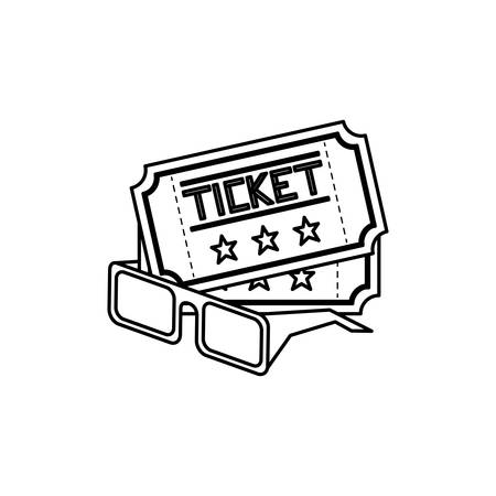 eyeglasses cinema 3d with ticket vector illustration designのイラスト素材