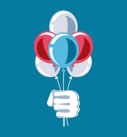 hand fist power with balloons helium air vector illustration designのイラスト素材
