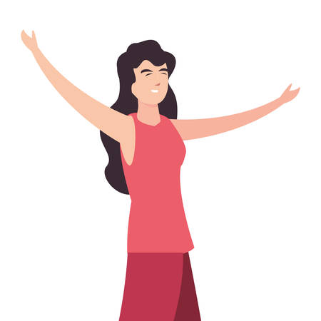 woman happy young character on white background vector illustrationのイラスト素材