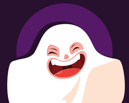 cute boy disguised of ghost vector illustration designのイラスト素材