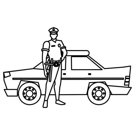 police officer and police car icon over white background, vector illustrationのイラスト素材