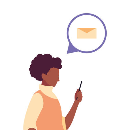 young man using smartphone social media vector illustrationのイラスト素材