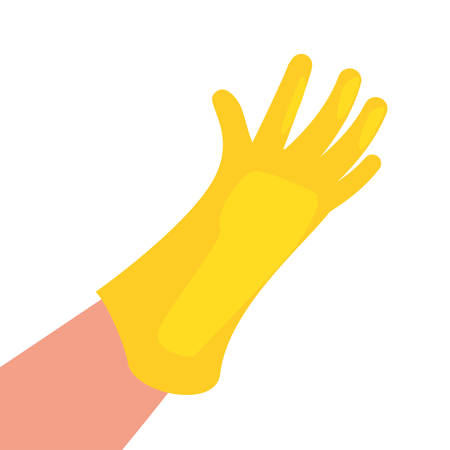 hand with glove cleaning products and supplies vector illustrationのイラスト素材