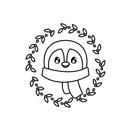 head of penguin with scarf on white background vector illustration designのイラスト素材