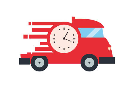 fast delivery truck transport clock vector illustrationのイラスト素材