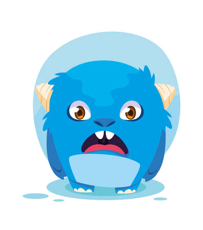 Monster cartoon design, Creature face emoticon caricature halloween character and mutant theme Vector illustrationのイラスト素材