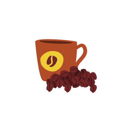 cup with coffee beans on white background vector illustration designのイラスト素材