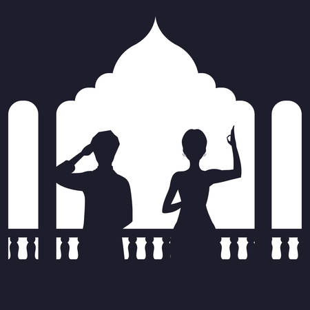 india independence day man and woman vector illustrationのイラスト素材