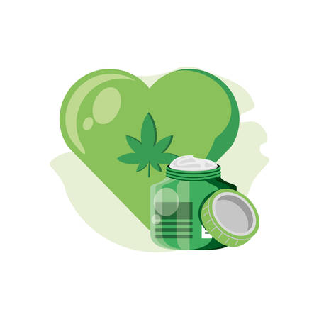 cannabis bottle product with heart vector illustration designのイラスト素材