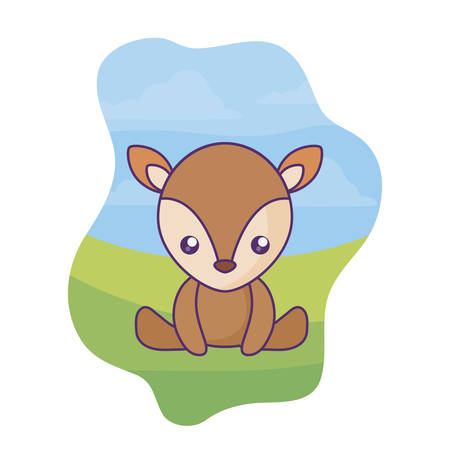 cute little deer baby in landscape vector illustration designのイラスト素材
