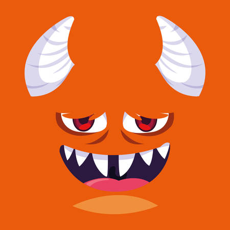 Monster cartoon design, Creature face emoticon caricature halloween character and mutant theme Vector illustrationのイラスト素材