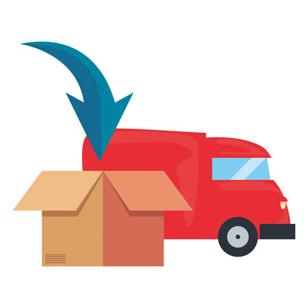 truck cardboard boxes fast delivery logistic vector illustrationのイラスト素材