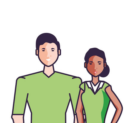 young friends couple avatar character vector illustration designのイラスト素材