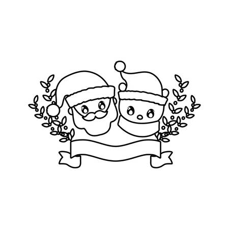 head of santa claus and polar bear on white background vector illustration designのイラスト素材