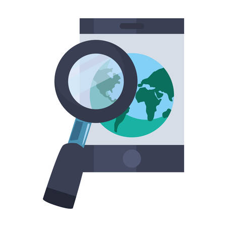 smartphone world magnifier fast delivery logistic vector illustrationのイラスト素材