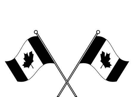 flags of canada patriotic in stick crossed vector illustration designのイラスト素材