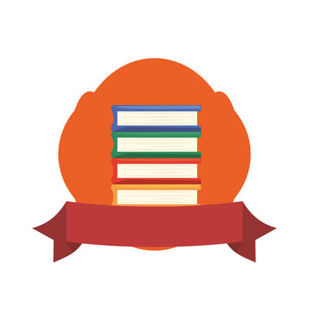 books back to school flat badge ribbon vector illustrationのイラスト素材