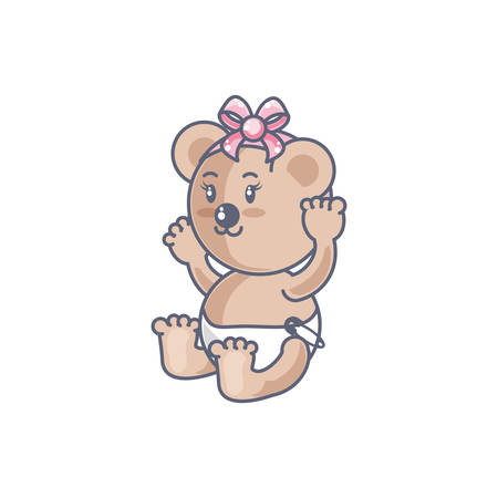 cute female bear baby animal isolated icon vector illustration designのイラスト素材