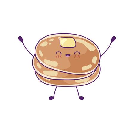 delicious and fresh pancakes kawaii style vector illustration designのイラスト素材