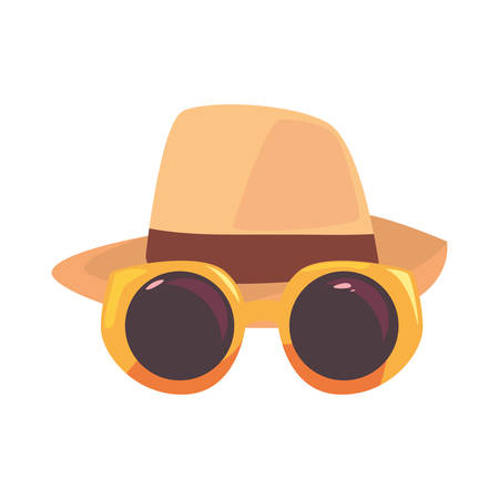 sunglasses and hat vacations tropical summer vector illustrationのイラスト素材