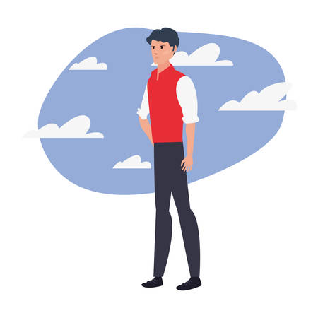 delivery man character worker in uniform vector illustrationのイラスト素材