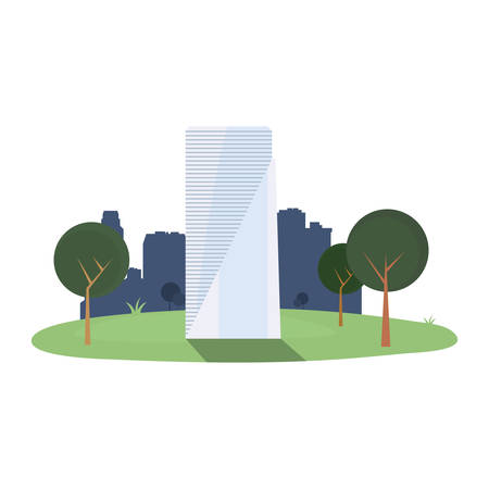 skyscraper building city trees outdoors vector illustrationのイラスト素材