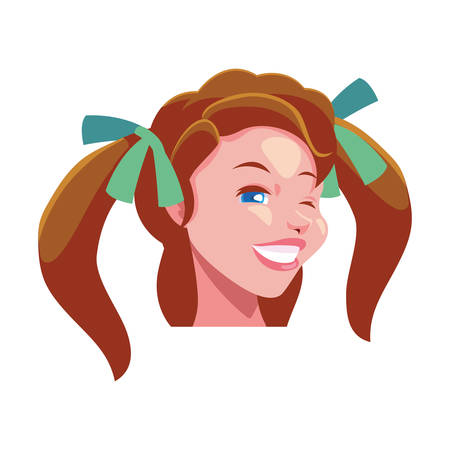 head of young woman smiling on white background vector illustration designのイラスト素材