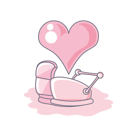 cute baby cart with heart love vector illustration designのイラスト素材