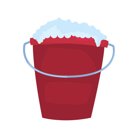 bucket bubbles cleaning supply on white background vector illustrationのイラスト素材