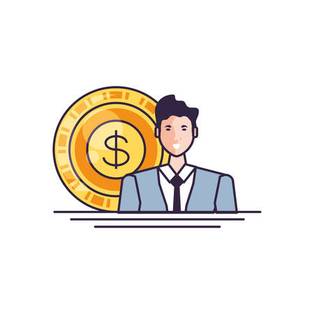 business man elegant with coin money vector illustration designのイラスト素材