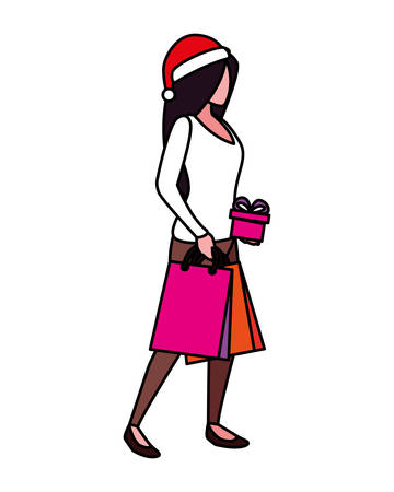 woman with gift boxes on white background vector illustration designのイラスト素材