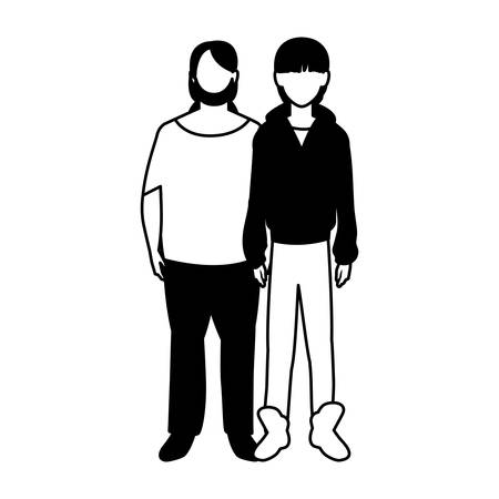 men standing faceless with different poses on white background vector illustration designのイラスト素材