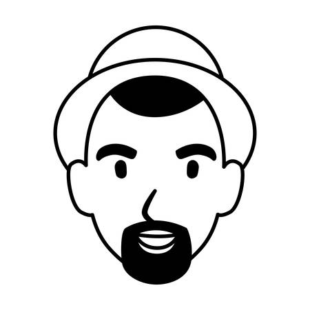 silhouette of head of man smiling on white background vector illustration designのイラスト素材