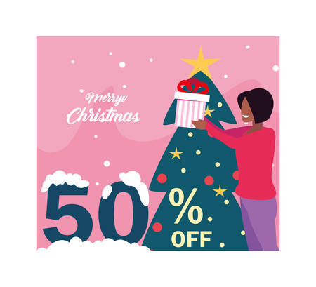 christmas promotions and discounts , winter sales vector illustration designのイラスト素材