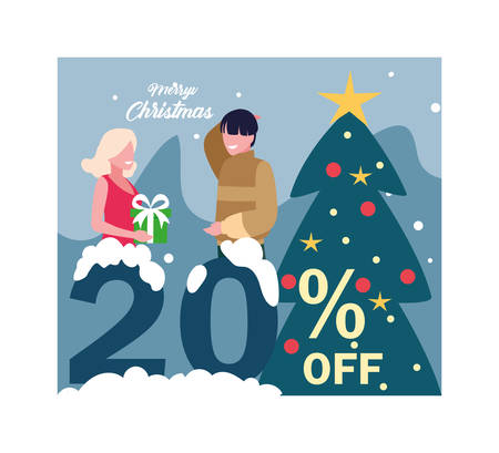 christmas promotions and discounts , winter sales vector illustration designのイラスト素材