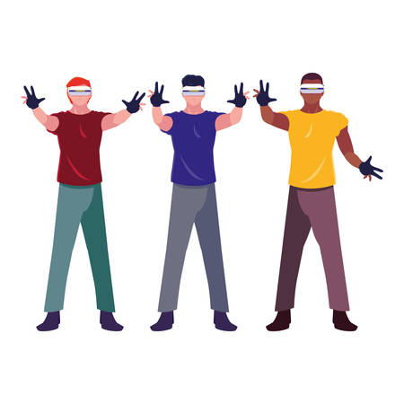 Men with smartglasses design, Augmented reality virtual technology device and modern theme Vector illustrationのイラスト素材