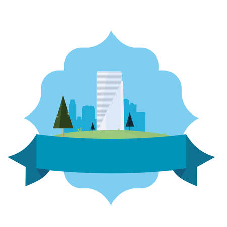 futuristic building urban tower emblem vector illustrationのイラスト素材