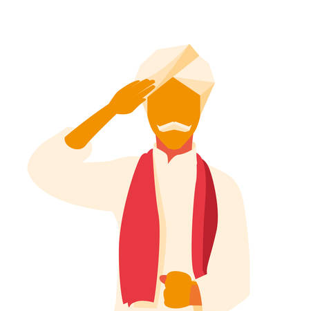 india independence day - man traditional saree vector illustrationのイラスト素材