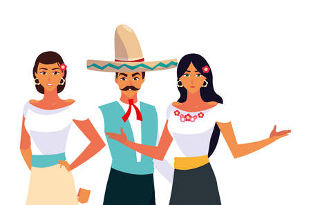 Mexican people design, Mexico culture tourism landmark latin and party theme Vector illustrationのイラスト素材