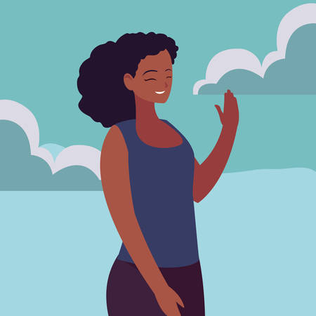 smiling woman character portrait design vector illustrationのイラスト素材