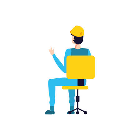 worker operator industrial seated in office chair vector illustration designのイラスト素材
