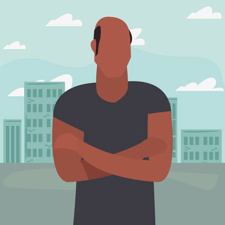 man avatar portrait city background vector illustrationのイラスト素材
