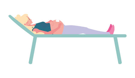 pregnant woman resting in the bed - pregnancy and maternity vector illustrationのイラスト素材