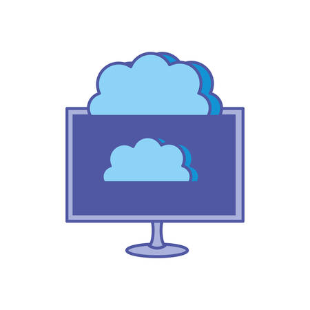 computer monitor with clouds computing vector illustration designのイラスト素材