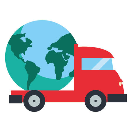 truck delivery fast shipping world vector illustrationのイラスト素材