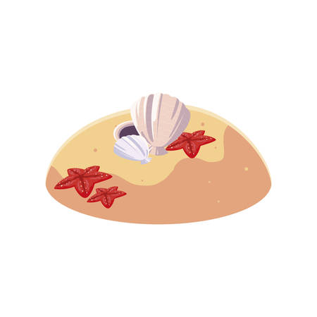 summer sand beach with shells scene vector illustration designのイラスト素材