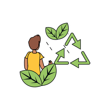 Avatar man design, Sustainability eco friendly green recycle ecology renewable and solution theme Vector illustrationのイラスト素材