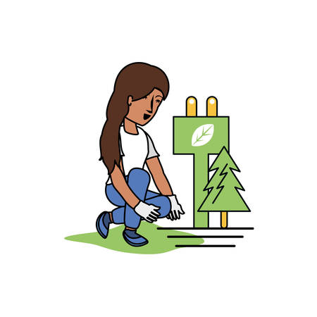 Avatar woman design, Sustainability eco friendly green recycle ecology renewable and solution theme Vector illustrationのイラスト素材