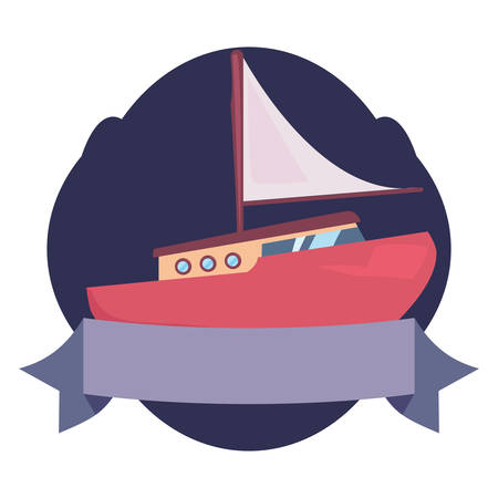 sailboat vacations tropical summer emblem vector illustrationのイラスト素材